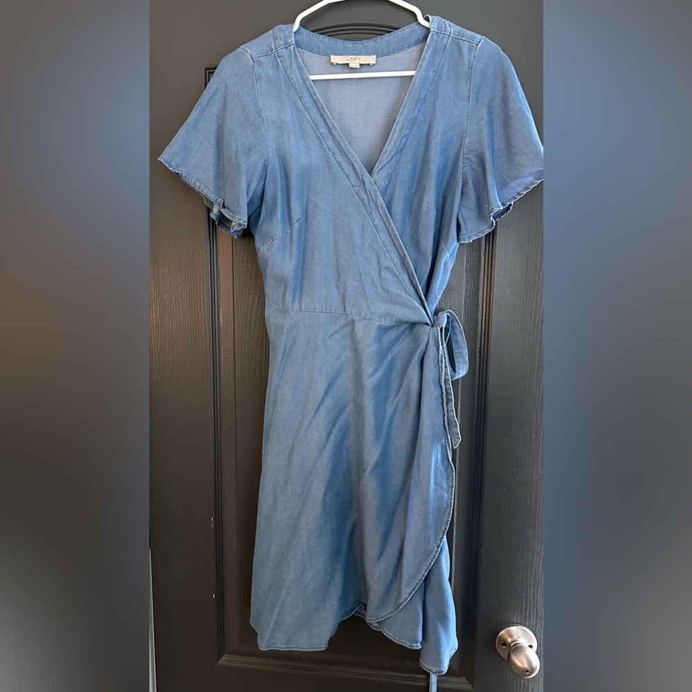 Ann Taylor Loft Elegant Blue Wrap Dress